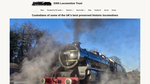 Screenshot of the 5305 Locomotive Trust website