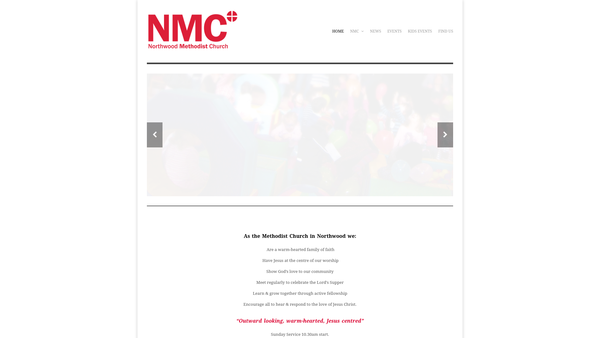 Screenshot of the Northwood Methodist Church website