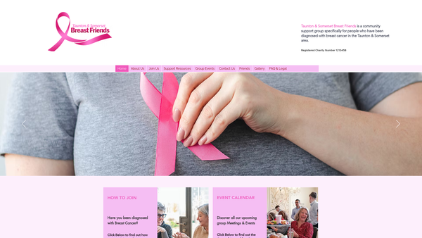 Screenshot of the Taunton & Somerset Breast Friends website