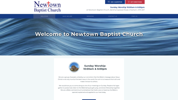 Screenshot of the Newtown Baptist Church website