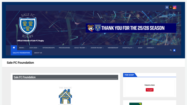 Screenshot of the Sale FC Foundation website