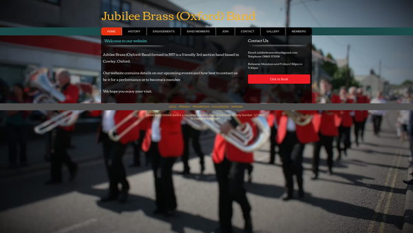 Screenshot of the Jubilee Brass (Oxford) Band website