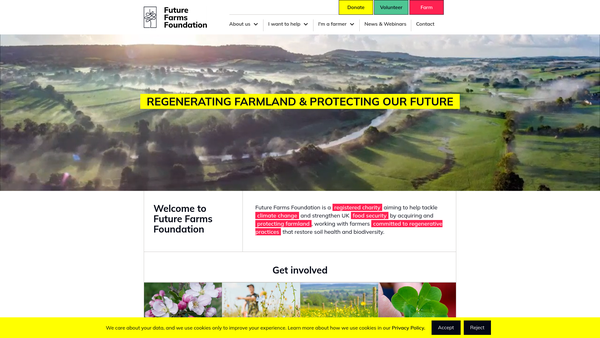 Screenshot of the Future Farms Foundation website