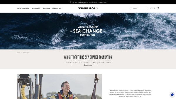 Screenshot of the Wright Brothers Sea Change Foundation website