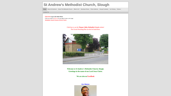 Screenshot of the St Andrew's Methodist Church Slough website