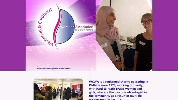 Screenshot of the Westwood And Coldhurst Women's Association website