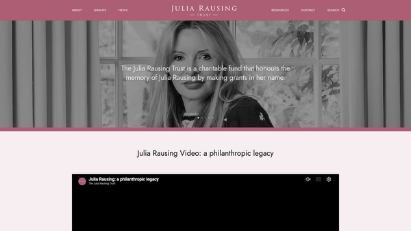 Screenshot of the The Julia Rausing Trust website