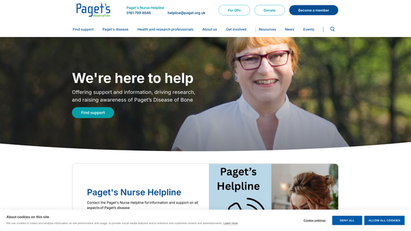 Screenshot of the The Paget's Disease Of Bone Association website