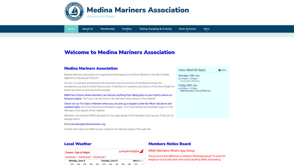 Screenshot of the Medina Mariners Association website