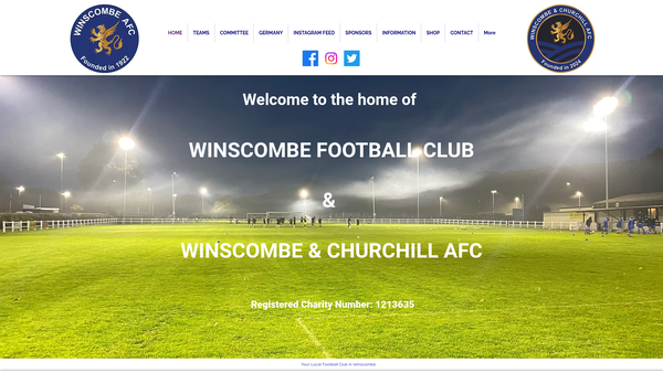 Screenshot of the Winscombe Football Club Ltd website