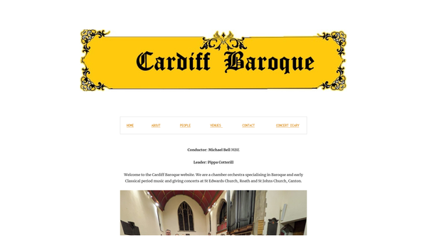 Screenshot of the Cardiff Baroque website