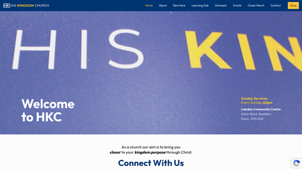 Screenshot of the His Kingdom Church UK website