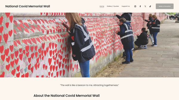 Screenshot of the The National Covid Memorial Wall website