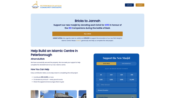 Screenshot of the Pmci (Peterborough Muslim Community Initiative) website