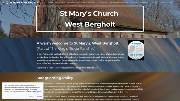 Screenshot of the The Parochial Church Council Of The Ecclesiastical Parish Of St Mary The Virgin, West Bergholt, In The Diocese Of Chelmsford website
