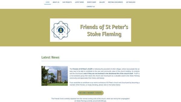 Screenshot of the The Friends Of St Peter's, Stoke Fleming, Devon website