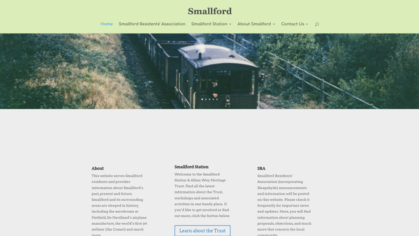 Screenshot of the Smallford Station And Alban Way Heritage Trust website