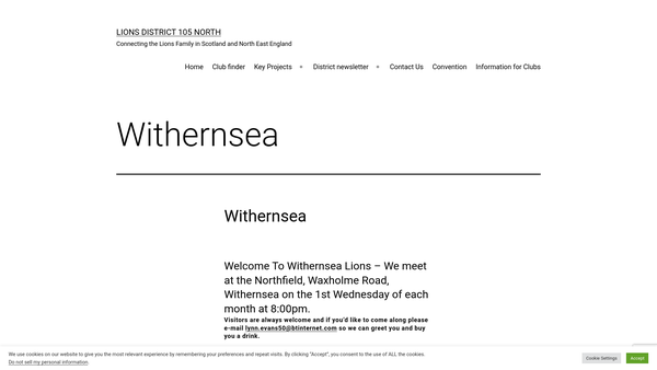 Screenshot of the Withernsea And District Lions Club (CIO) website