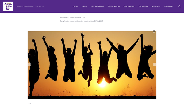 Screenshot of the Pennine Canoe Club website