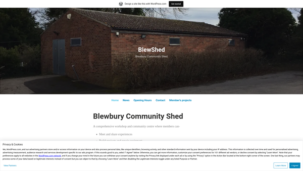 Screenshot of the Blewbury Community Shed website