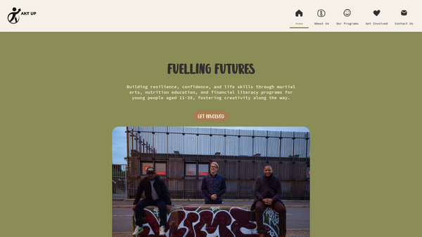 Screenshot of the Akt Up website