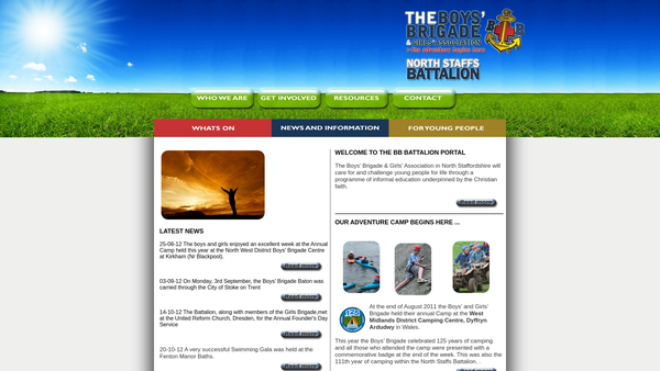 Screenshot of the North Staffordshire Battalion The Boys' Brigade And Girls' Association website