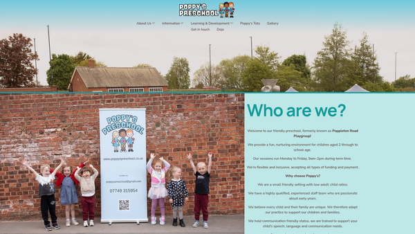 Screenshot of the Poppy's Preschool website