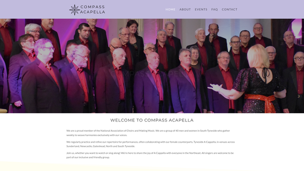 Screenshot of the Compass Acapella website