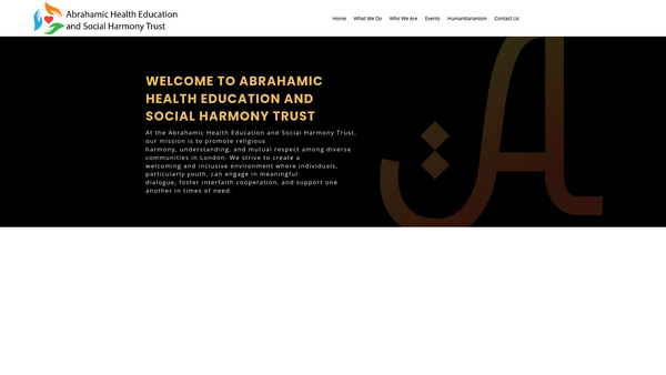 Screenshot of the Abrahamic Health Education And Social Harmony Trust website