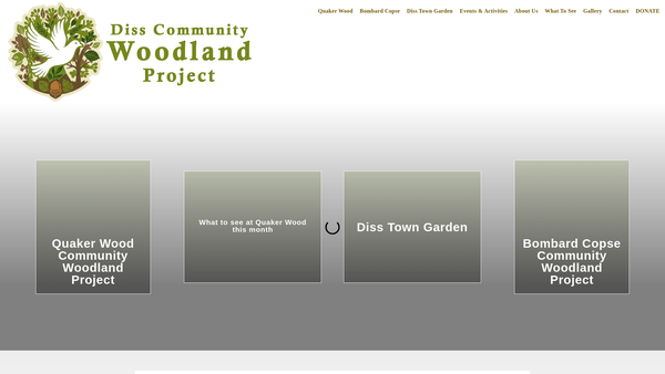 Screenshot of the Diss Community Woodland Project website