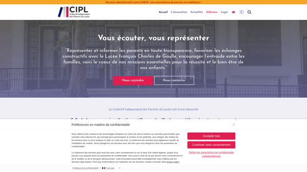 Screenshot of the Collectif Indépendant Des Parents Du Lycée website