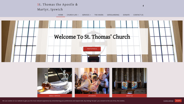 Screenshot of the The Parochial Church Council Of The Ecclesiastical Parish Of St Thomas The Apostle And Martyr, Ipswich website