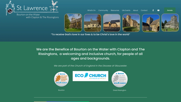 Screenshot of the The Parochial Church Council Of The Ecclesiastical Parish Of St Lawrence Bourton-On-The-Water With St James Clapton-On-The-Hill In The Diocese Of Gloucester website