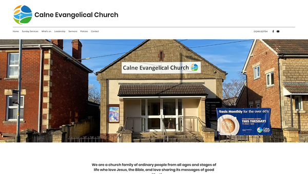 Screenshot of the Calne Evangelical Church website
