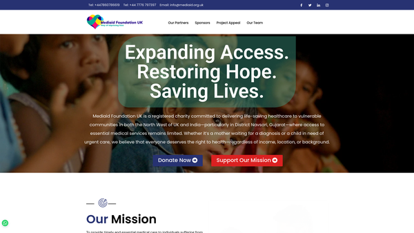 Screenshot of the Mediaid Foundation UK website