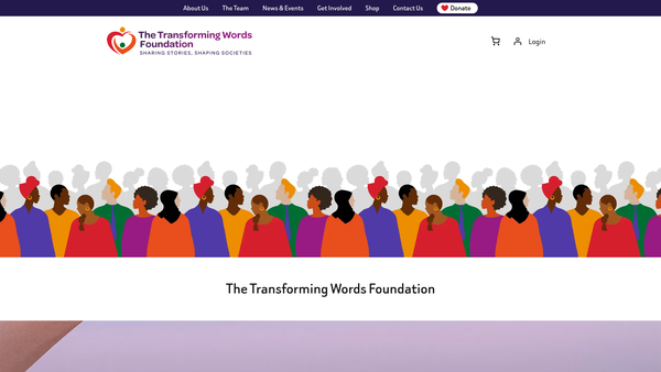 Screenshot of the The Transforming Words Foundation website