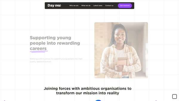 Screenshot of the Day One Opportunities For School Leavers website