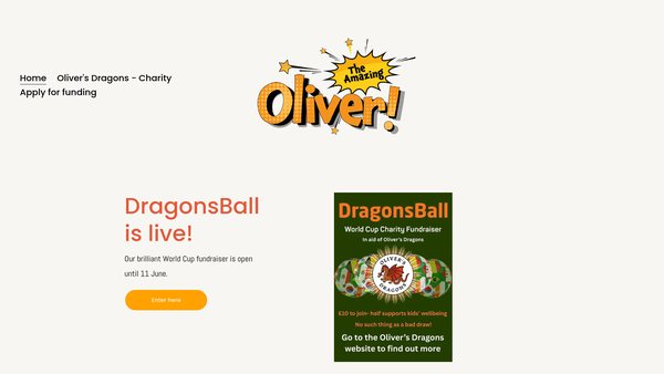 Screenshot of the Oliver's Dragons website