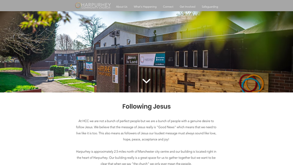 Screenshot of the Harpurhey Community Church website