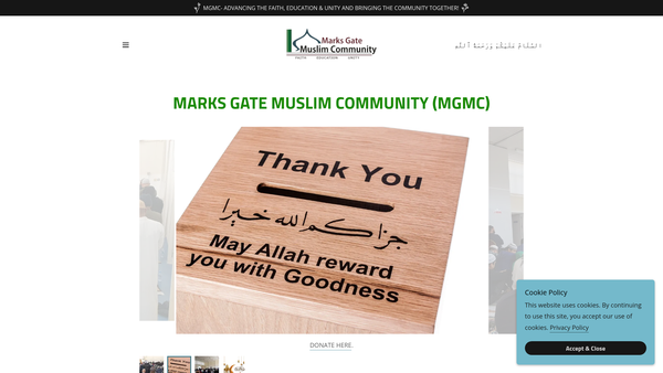 Screenshot of the Marks Gate Muslim Community website