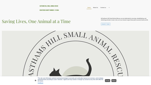 Screenshot of the Easthams Hill Small Animal Rescue website