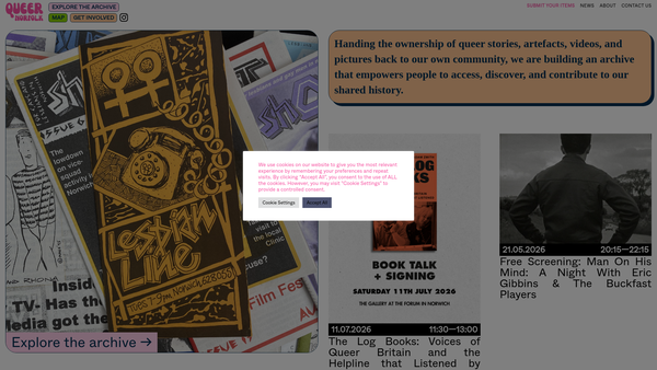 Screenshot of the Queer Norfolk website
