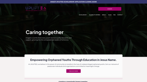 Screenshot of the Uplifted website