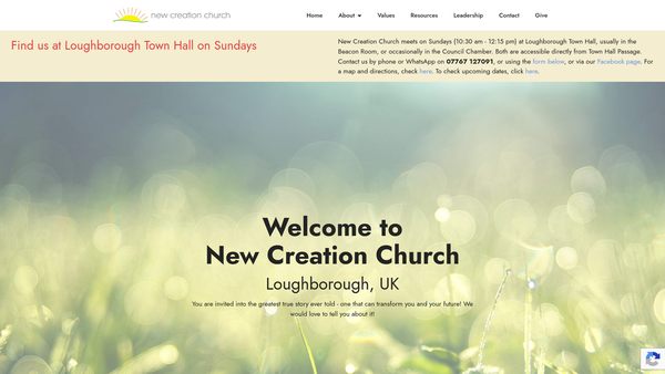 Screenshot of the New Creation Church Loughborough website