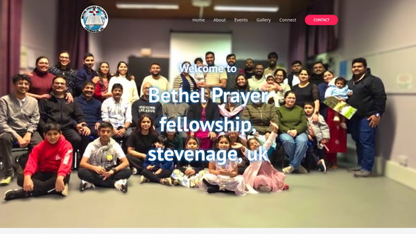 Screenshot of the Bethel Prayer Fellowship Stevenage website
