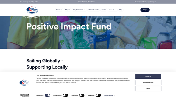 Screenshot of the World Cruising Club Positive Impact Fund website