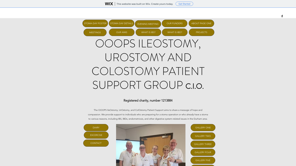 Screenshot of the Ooops (Ileostomy, Colonostomy Urostomy Patient Support) website