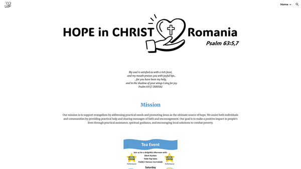 Screenshot of the Hope In Christ Romania website