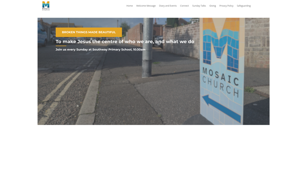 Screenshot of the Mosaic Church Bognor Regis website