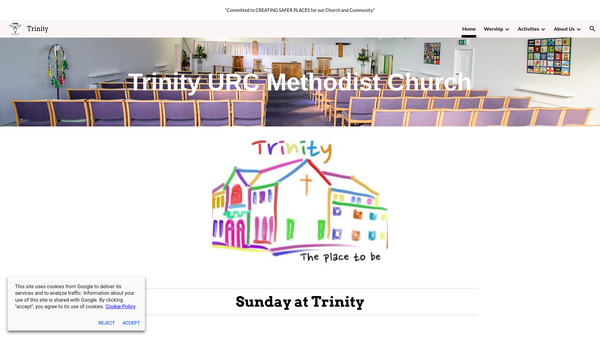 Screenshot of the Trinity Urc Methodist Church website